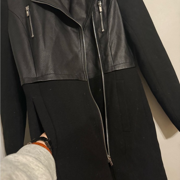 Express Black Wool Leather Panel Jacket - Picture 3 of 5